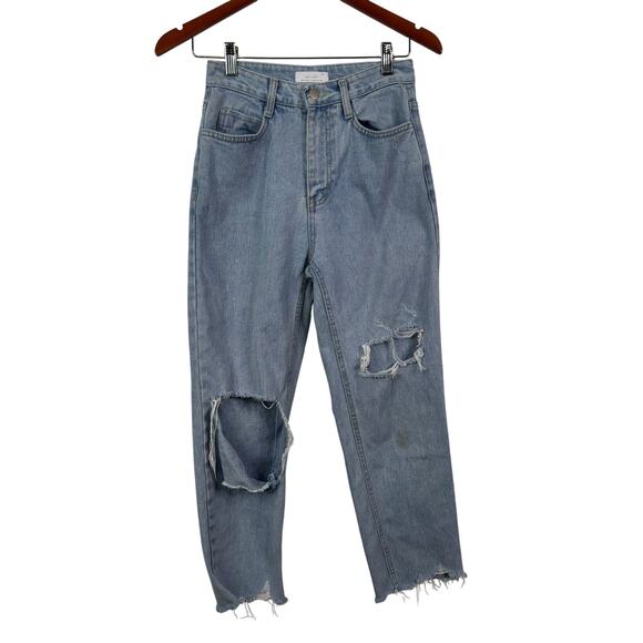 OAK+FORT High Rise Ripped Distressed Mom Baggy Jeans Size 25 - Picture 1 of 11